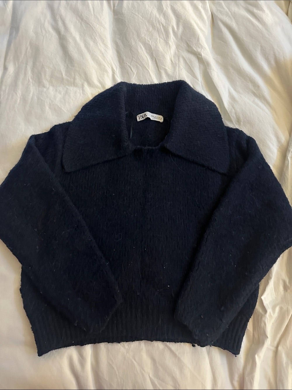 Zara Dark Navy Collared Turtleneck Sweater